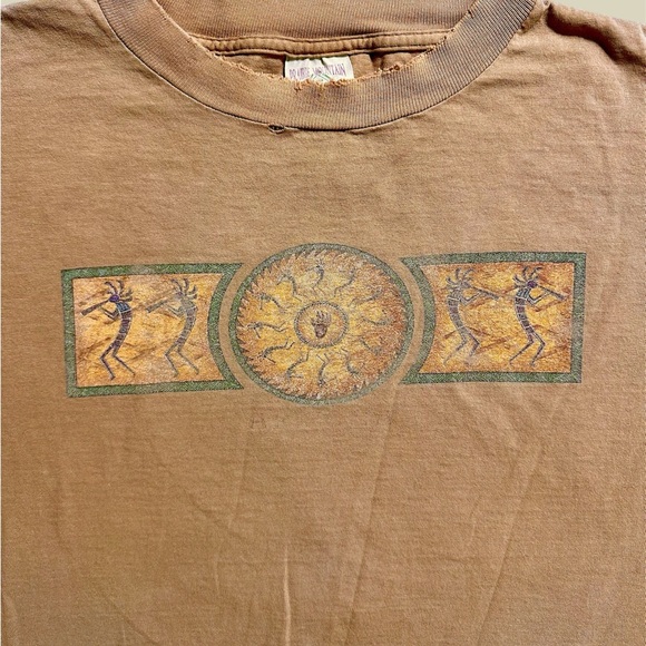 Vintage Prairie Mountain Men's 2XL Sand Beige Arizona Aztec‎ Graphic T-Shirt XXL - Picture 2 of 6